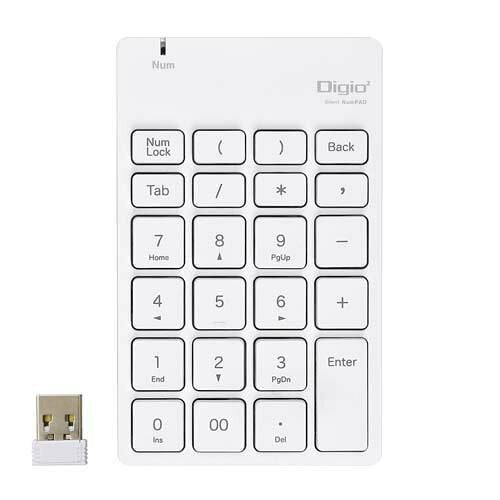 【新品・2営業日で発送】ナカバヤシ 無線静音テンキーボード／ホワイト(TNK-SR227NW)