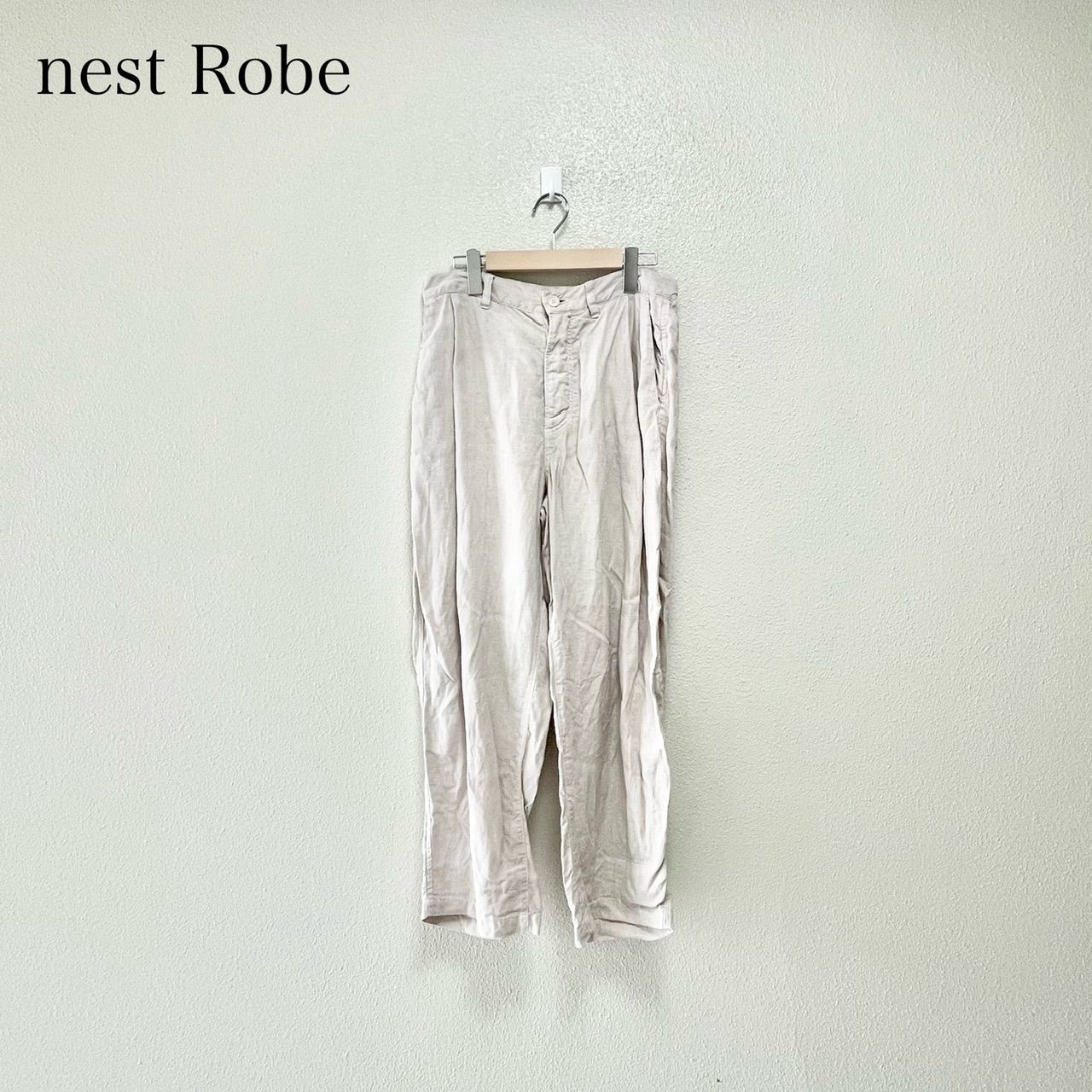 <美品> nest Robe　リネン混パンツ　ウエストゴム　ゆったり　日本製 美品> nest Robe リネン混パンツ ウエストゴム ゆったり 日本製