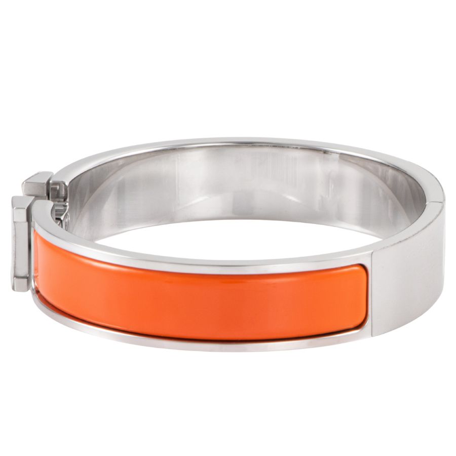 HERMES エルメス エナメルブレスレット クリックH CLIC H BRACELET 700001FP8AGM バングル オレンジ シルバー