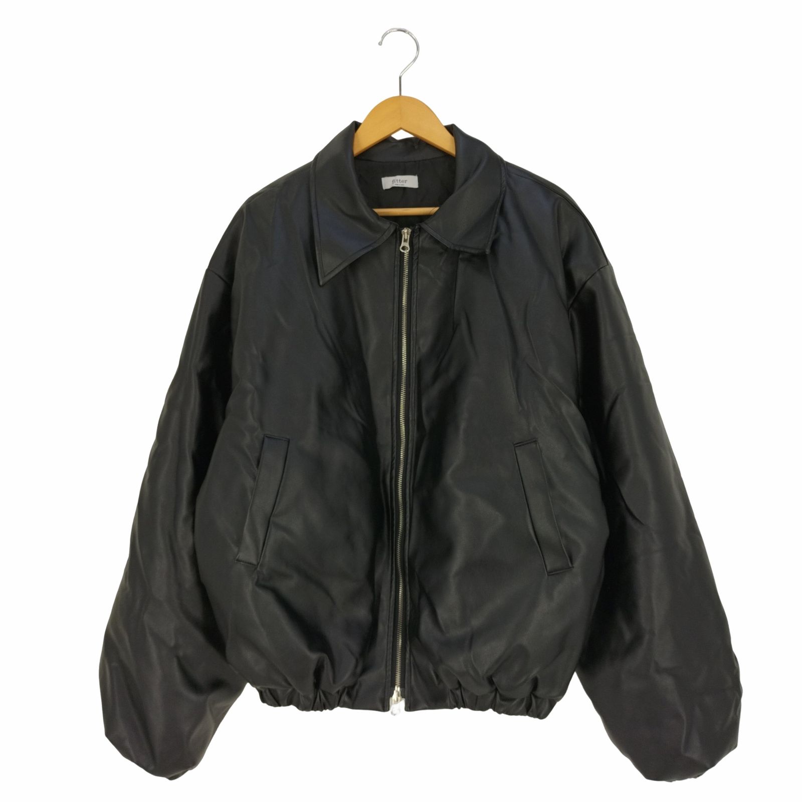 ユーズドフルギ USED古着 ダブルジップ フェイクレザー中綿ジャケット 