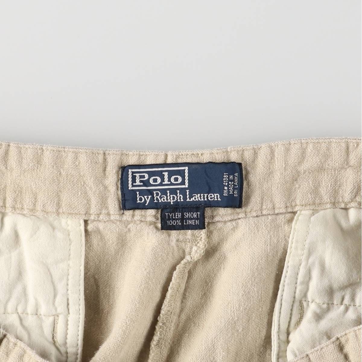 Polo By Ralph Lauren リネン ショートパンツ ツータック 古着 90年代 ラルフローレン Ralph Lauren POLO by Ralph Lauren