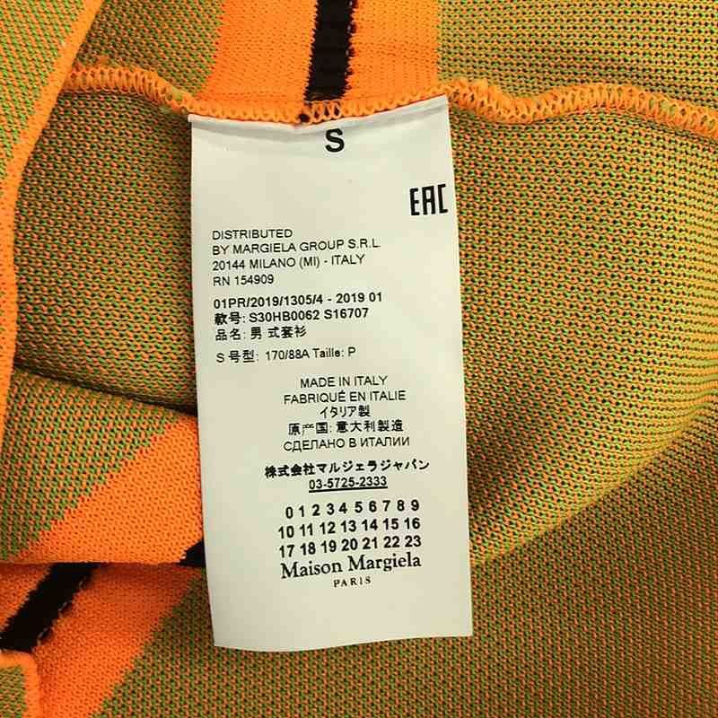 【美品】  Maison Margiela / メゾンマルジェラ | 2019SS | S/Sボーダーニット | S | オレンジ/ブラック/ライトグリーン | メンズ 美品】 Maison Margiela / メゾンマルジェラ | 2019SS | S/Sボーダー