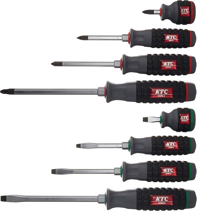 京都機械工具 KTC 樹脂柄ドライバセット貫通タイプ 8本組