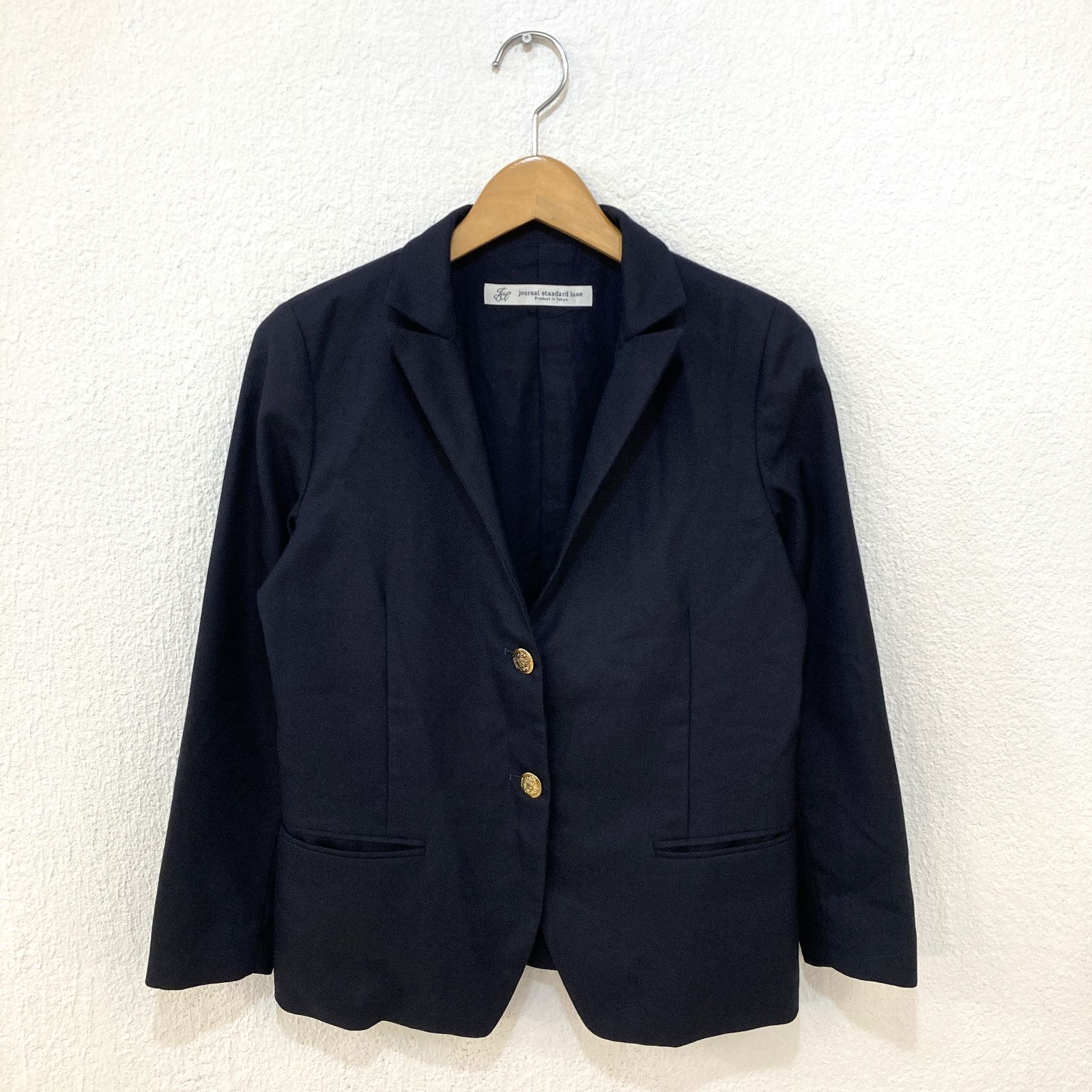 ジャーナルスタンダードラックス journal standard luxe 上質な糸を使用したきめ細かな素材感 ウール|シルク|モヘヤ100％ NEW QUALITY MADE ネイビーブレザージャケット S ダークネイビー 濃紺