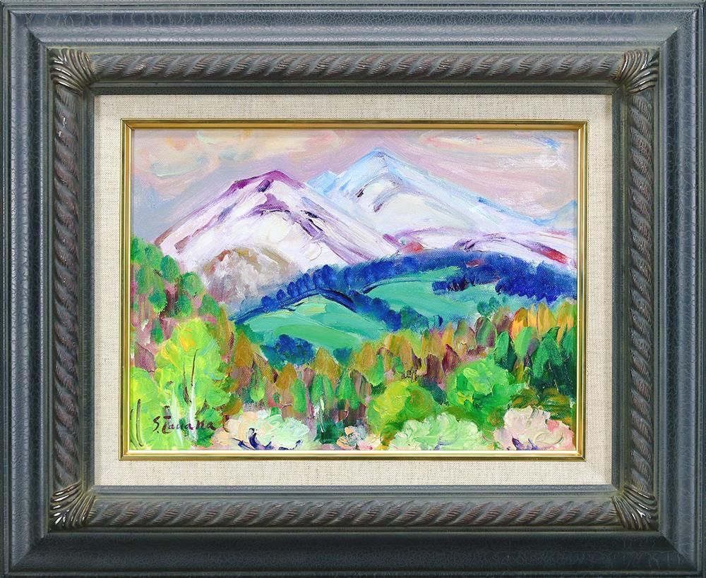 栄一画「 武甲山 」絵画 油彩 額装 P1号 額縦30㎝横37㎝（2025年