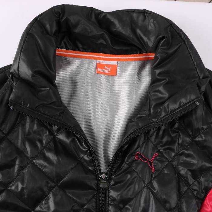 PUMA リバーシブル 中綿キルティングジャケット ブルゾン 刺繍ロゴ オレンジ PUMA キルティングブルゾン ストライプジャケット リバーシブル 新春