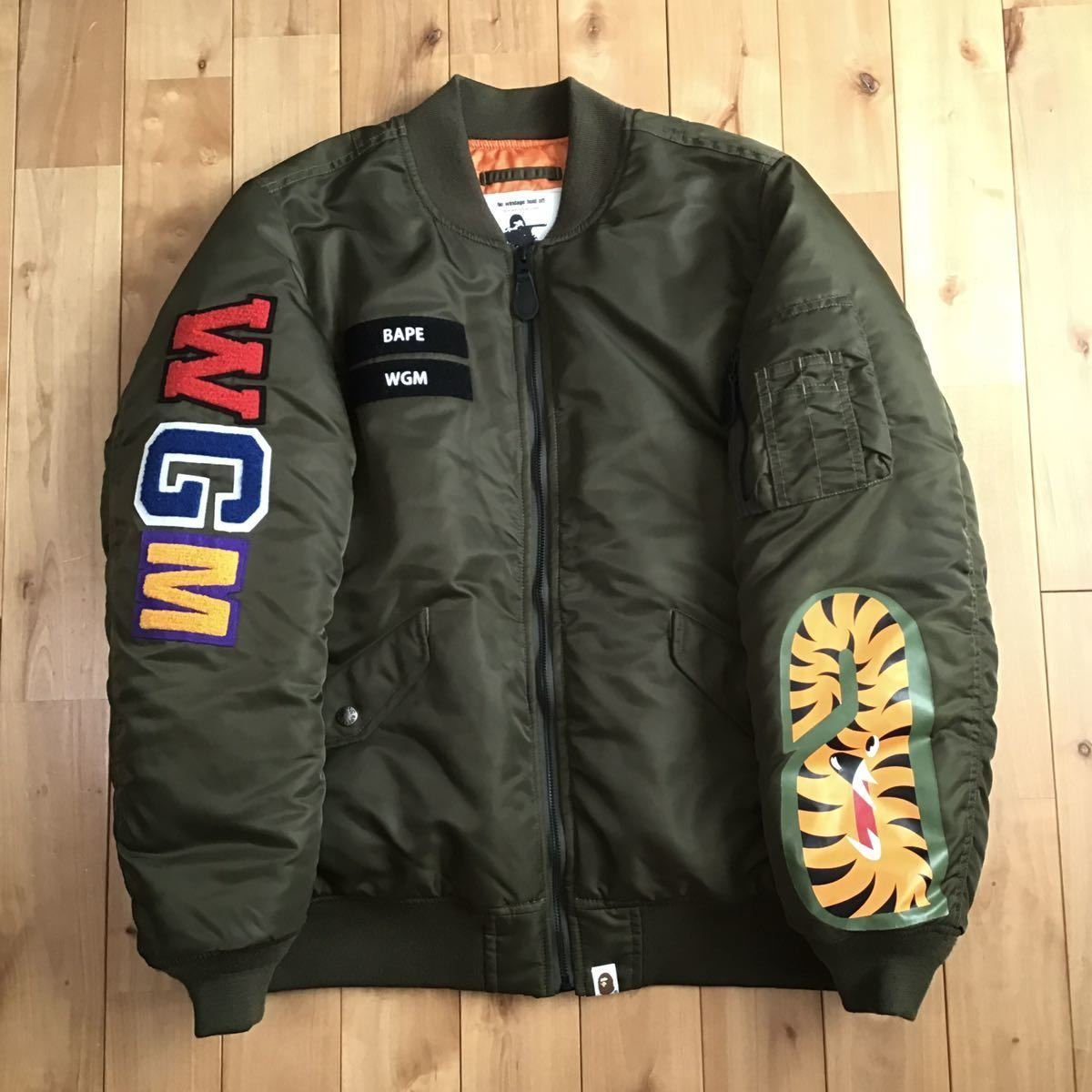 SHARK MA-1 Bomber Jacket Mサイズ カーキ a bathing ape BAPE