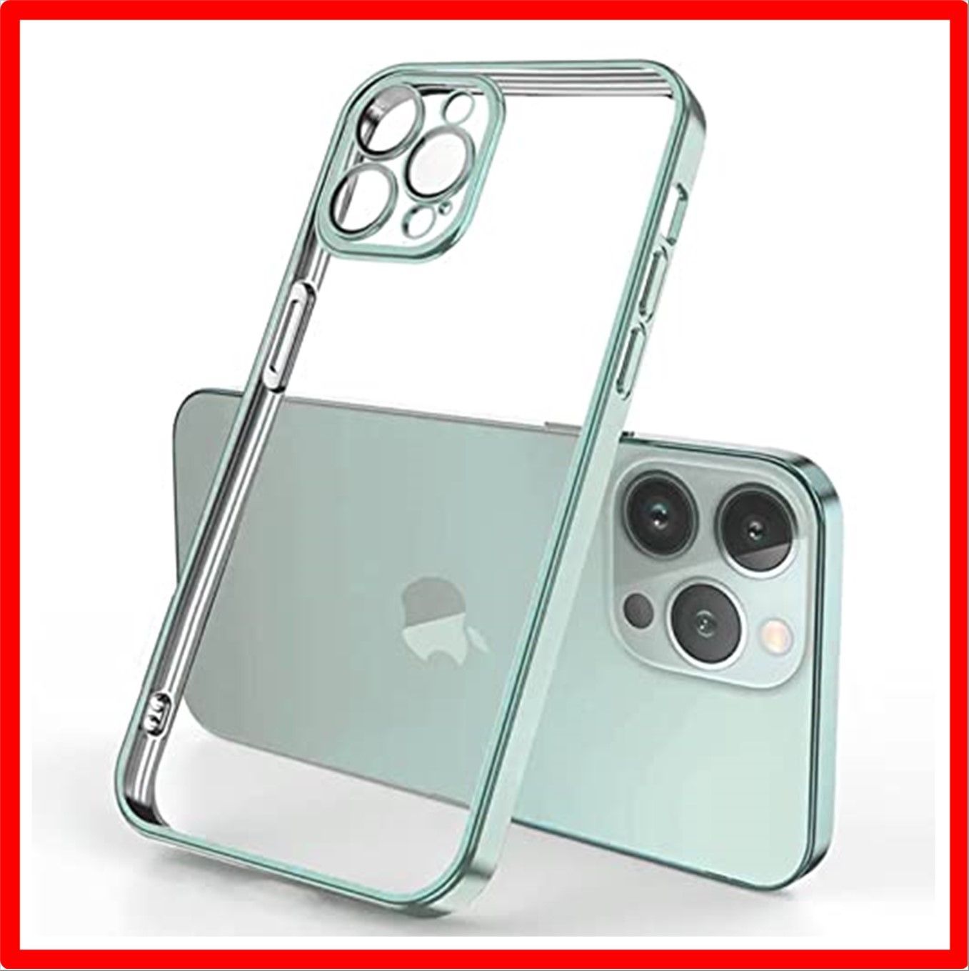 【匿名配送】 iPhone 13pro用_アップルグリーン Tecxin iPhone13Pro用スクエアメッキケースiPhone 13proケース用ソフトクリ