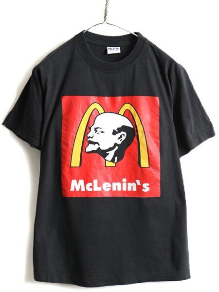 90s □ McLenin's パロディ 両面 プリント 半袖 Tシャツ ( メ