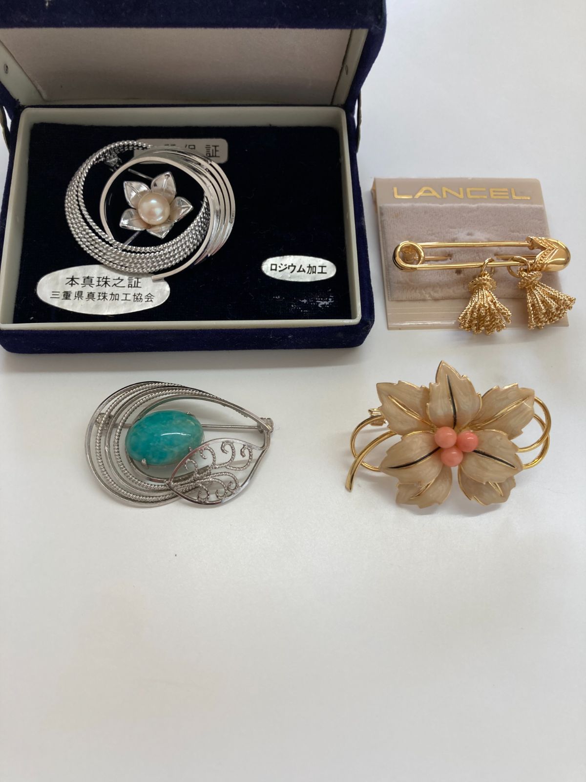 本真珠ブローチ2点おまとめ］s ◎重量約19.8g 10.5mm パール