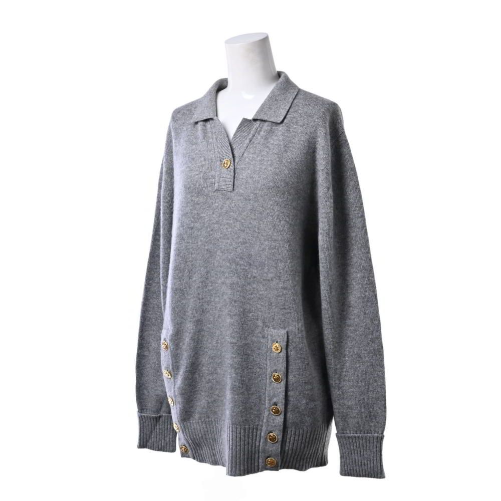 CHANEL スコットランド製 カシミヤ ニットポロシャツ 中古・古着通販】CHANEL (シャネル) ココマークカシミヤニット