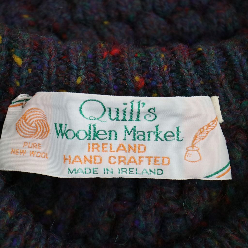 80年代 Quill’s Woollen Market ポップコーンニット セーター ハンドメイド クルーネック パープル (メンズ 46)   N6642サイズ表記サイズ46着丈