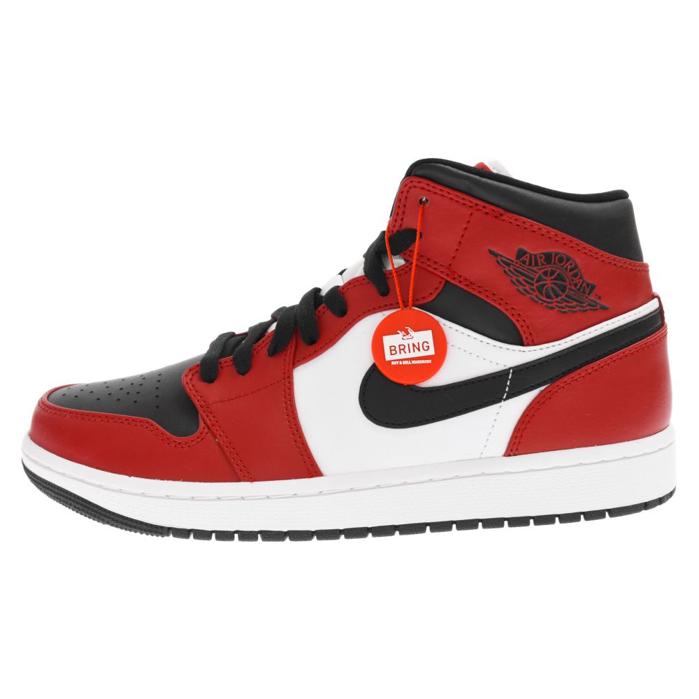 NIKE (ナイキ) AIRJORDAN 1 MID BRED TOE エアジョーダン1ブレッドトゥ ミッドスニーカー ホワイト/レッド US9.5  554724-069 - メルカリ