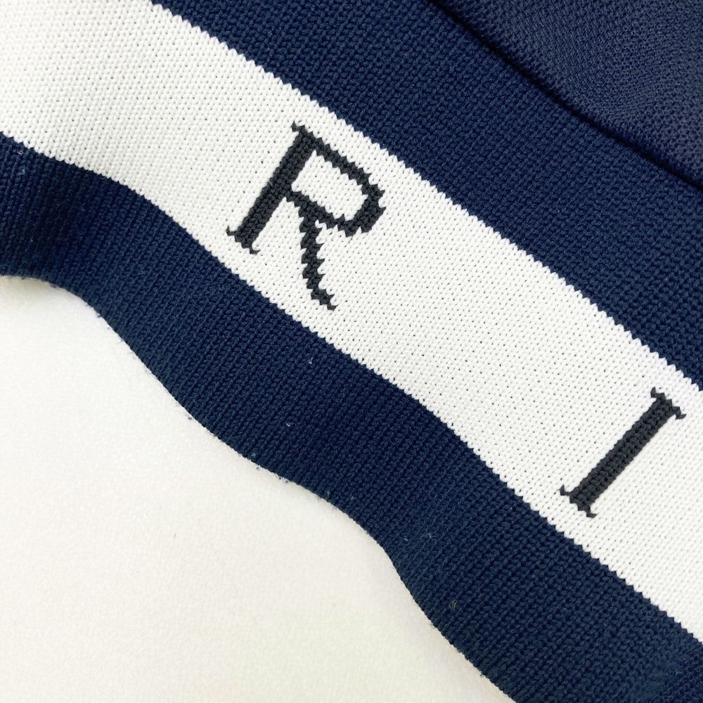 モックネック半袖Tシャツ ネイビー系