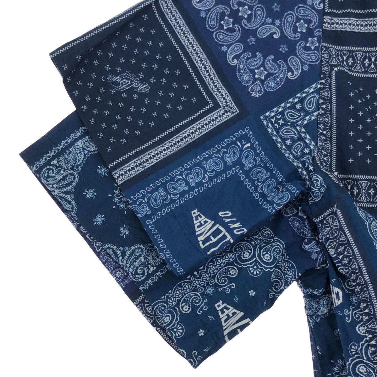 CHALLENGER バンダナ柄 半袖シャツ L CHALLENGER / S/S BANDANA SHIRT -Navy-