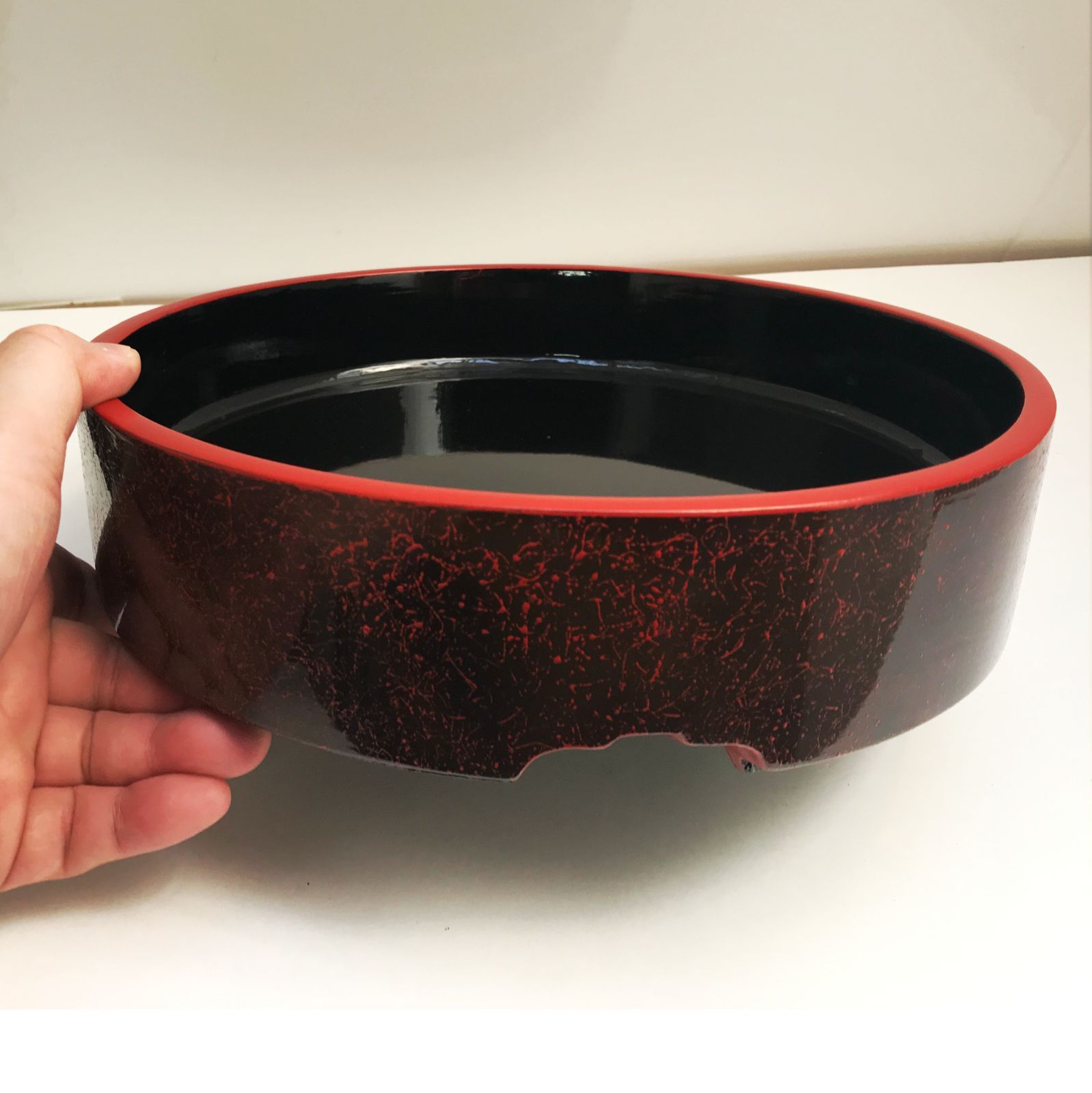 昭和の寿司桶】木製漆塗り・タタキ(タガ無し)・8寸桶（1.5人前）・並