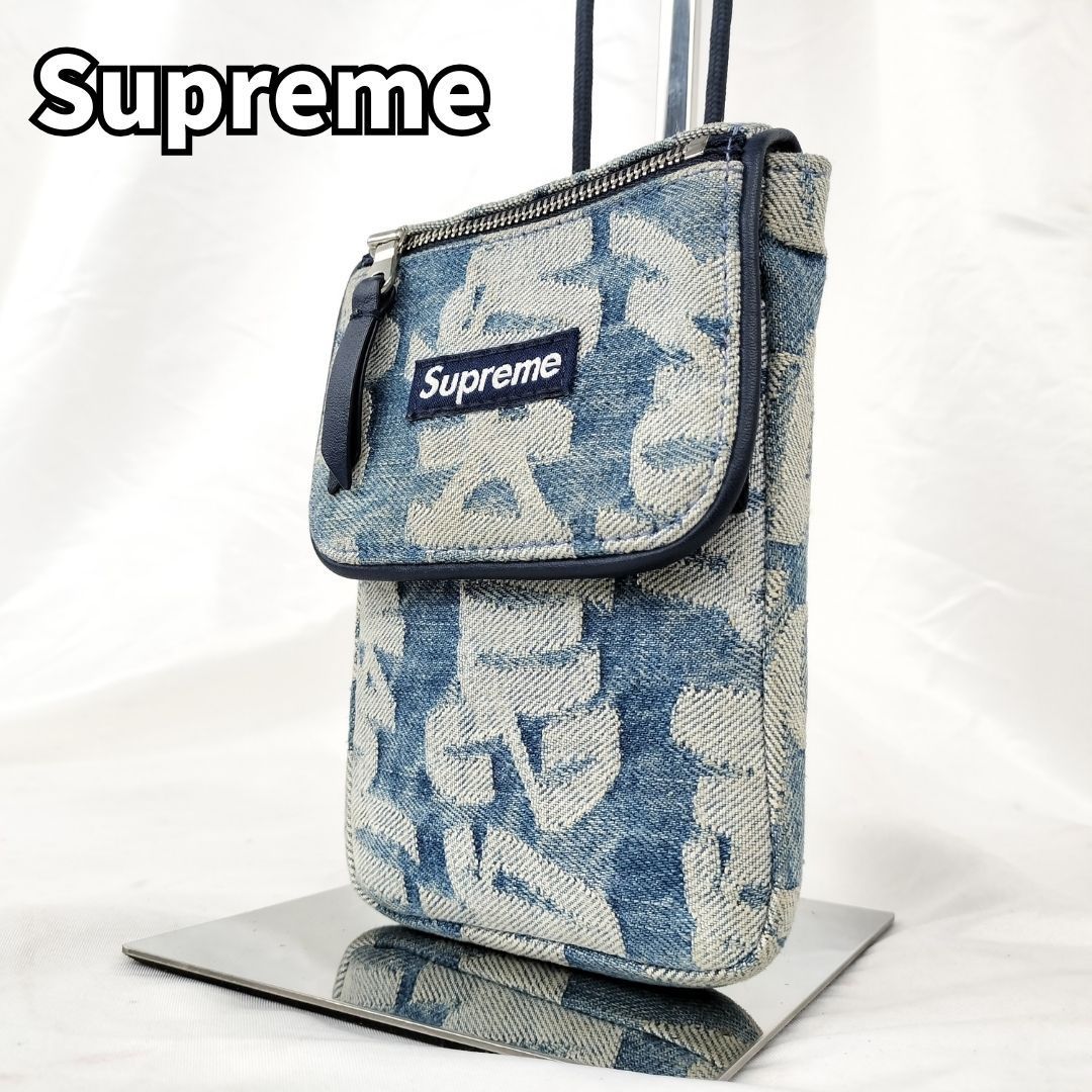 supreme シュプリーム　デニム ブラック ショルダーバッグ　ネックポーチ ☆Supreme☆送関込☆入手困難☆今一番人気のネックポーチ