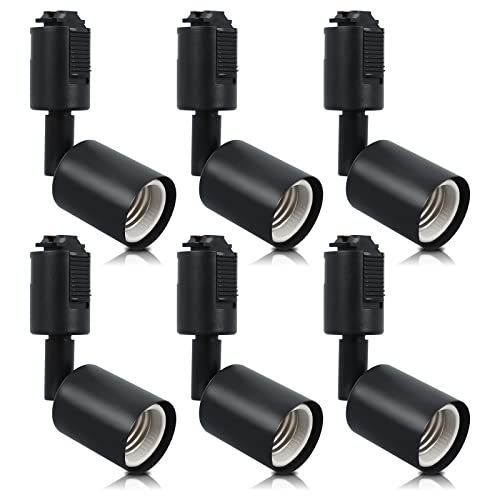 E26 Haian support ダクトレール用スポットライト E26口金 ダクトレール用照明器具 電球なし ライティングバー用スポットライト 照射角度調節 LED対応 黒 6個セット