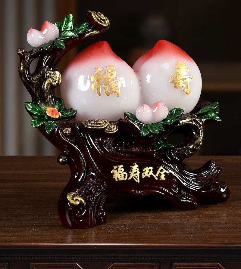 桃 モモ 置物 オブジェ ピンク 幸運 長寿 縁起物 魔除け 厄除 開運