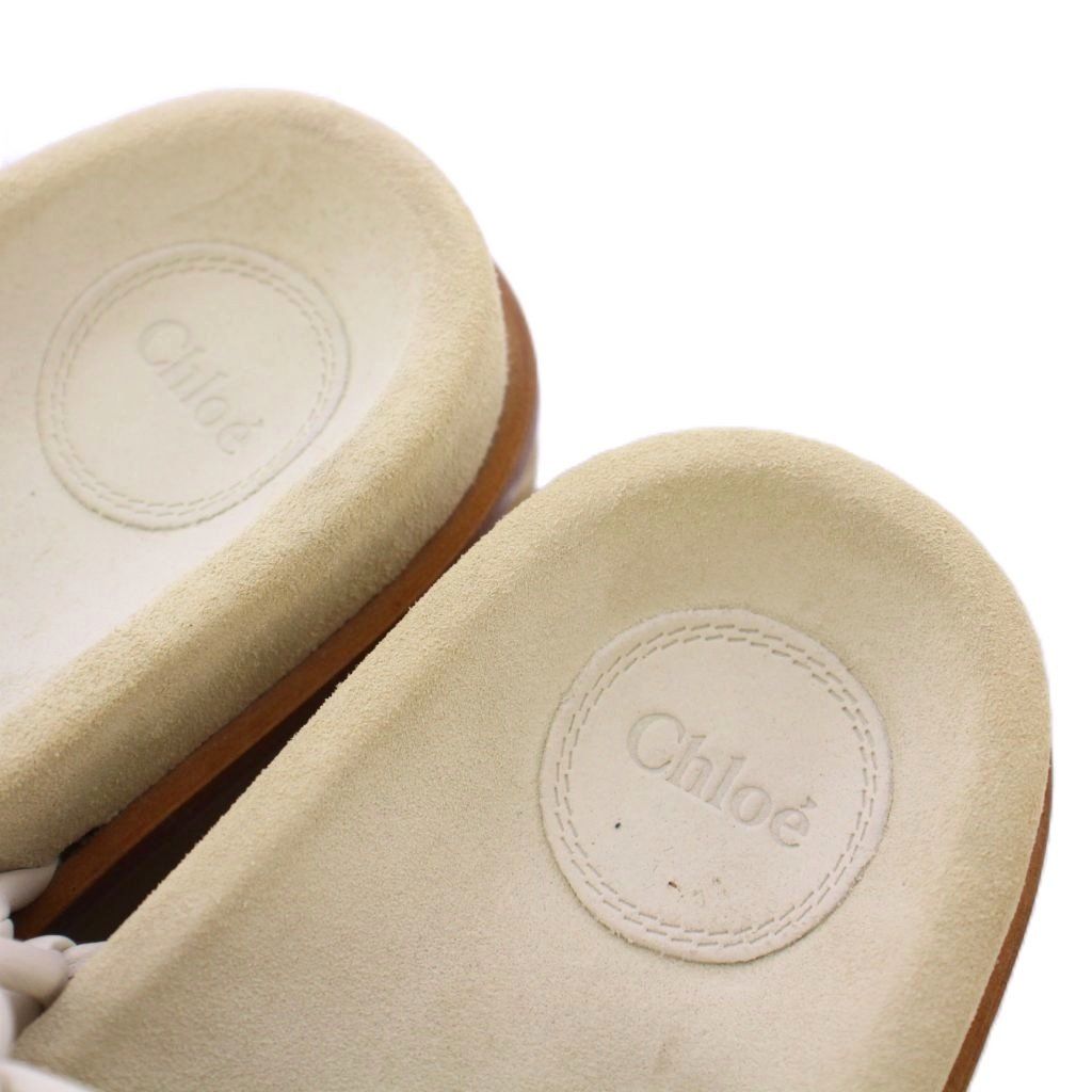 クロエ CHLOE サンダル 厚底 編み込み レザー 35 アイボリー /BB
