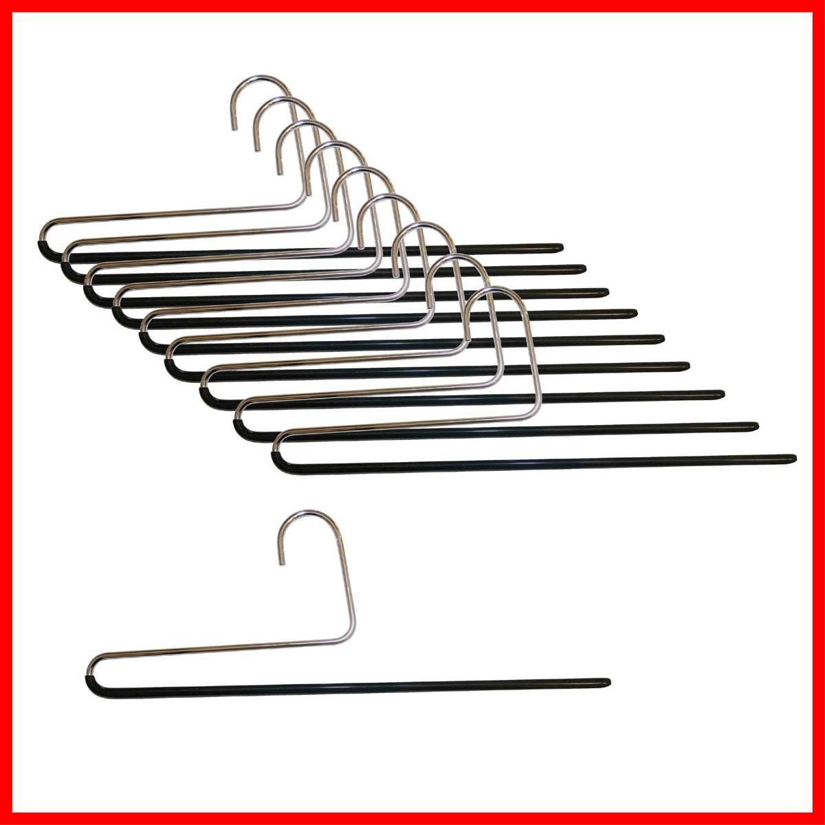 【数量限定】ズボン ハンガー ロングスカート ストール用 シングル すべり落ちない MA2121 単品 マワ 10本組 ブラック