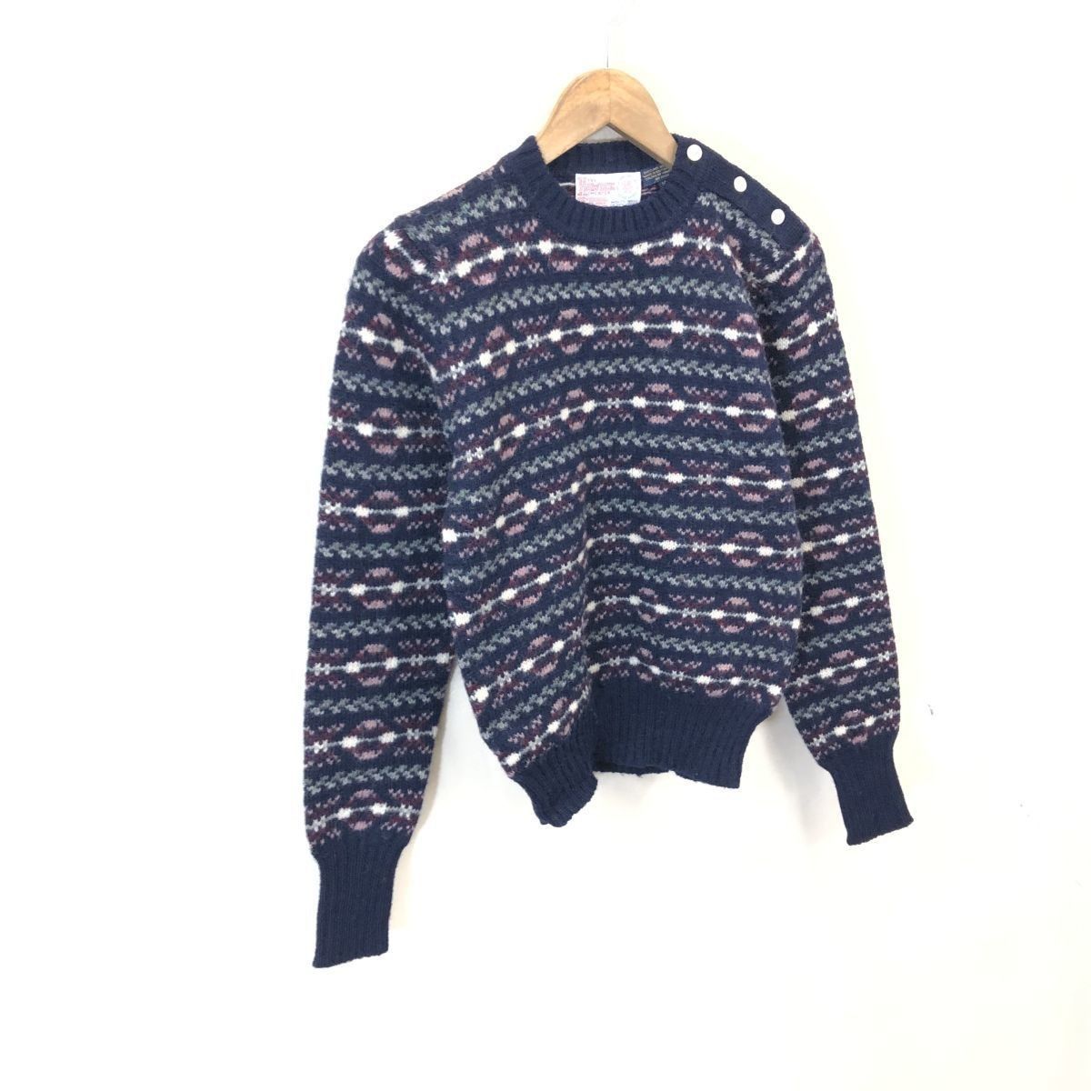 【80s】JOHN SMEDLEY Vネックニット L セーター ネイビー旧タグ 80s】JOHN SMEDLEY Vネックニット L セーター ネイビー旧タグ