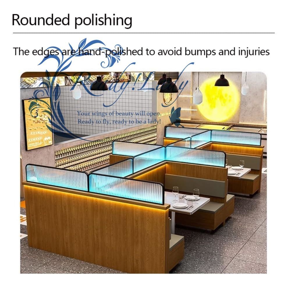 ストライプガラスカウンタートップディバイダー セミプライバシーデスクディバイダー背の高いバージョン