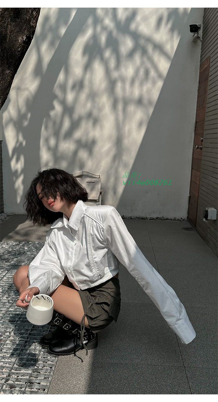  シャツ長袖韓国ファッ vii 4 w 008261 五分袖 七分袖 シャツ ブラウス