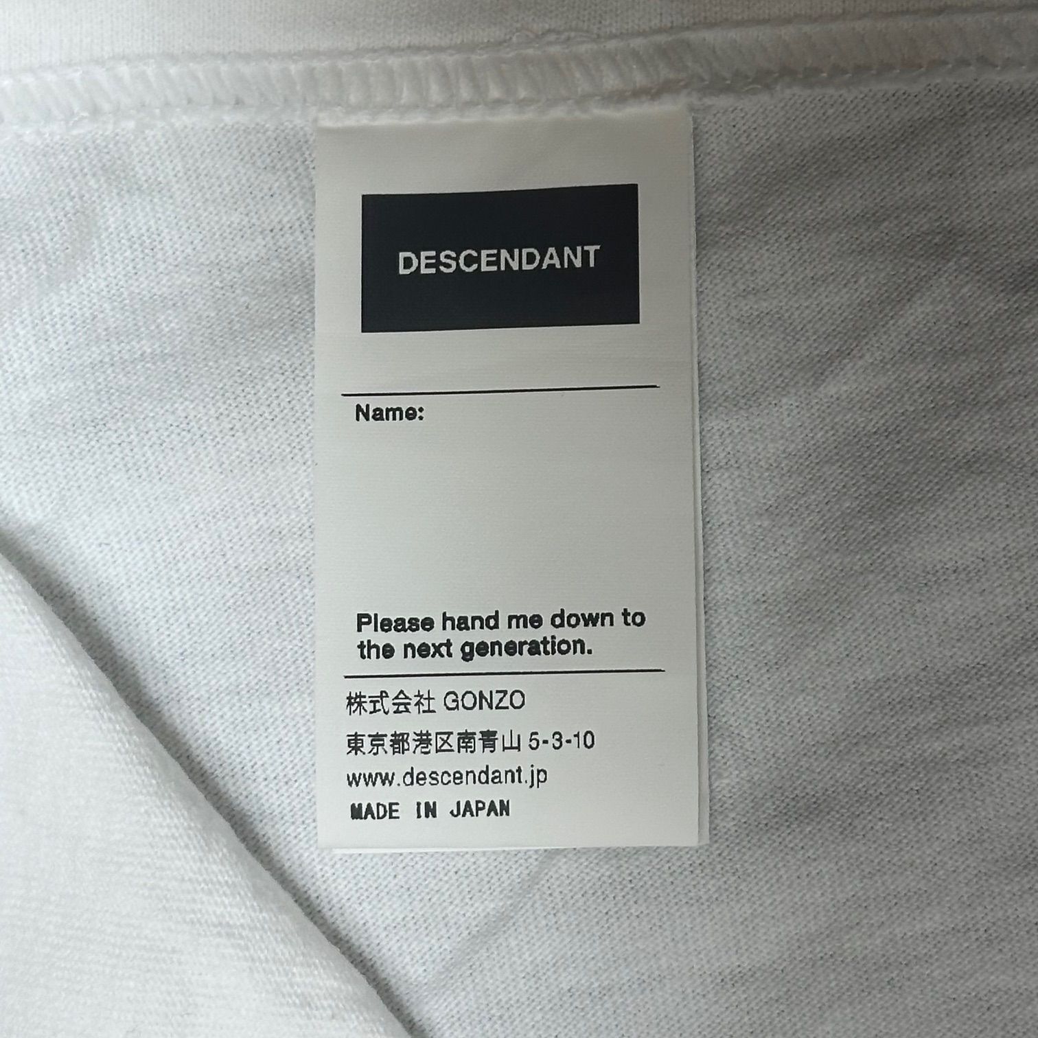 参考上代15400円 DESCENDANT 25SS Fit out LS 長袖Tシャツ ロング 