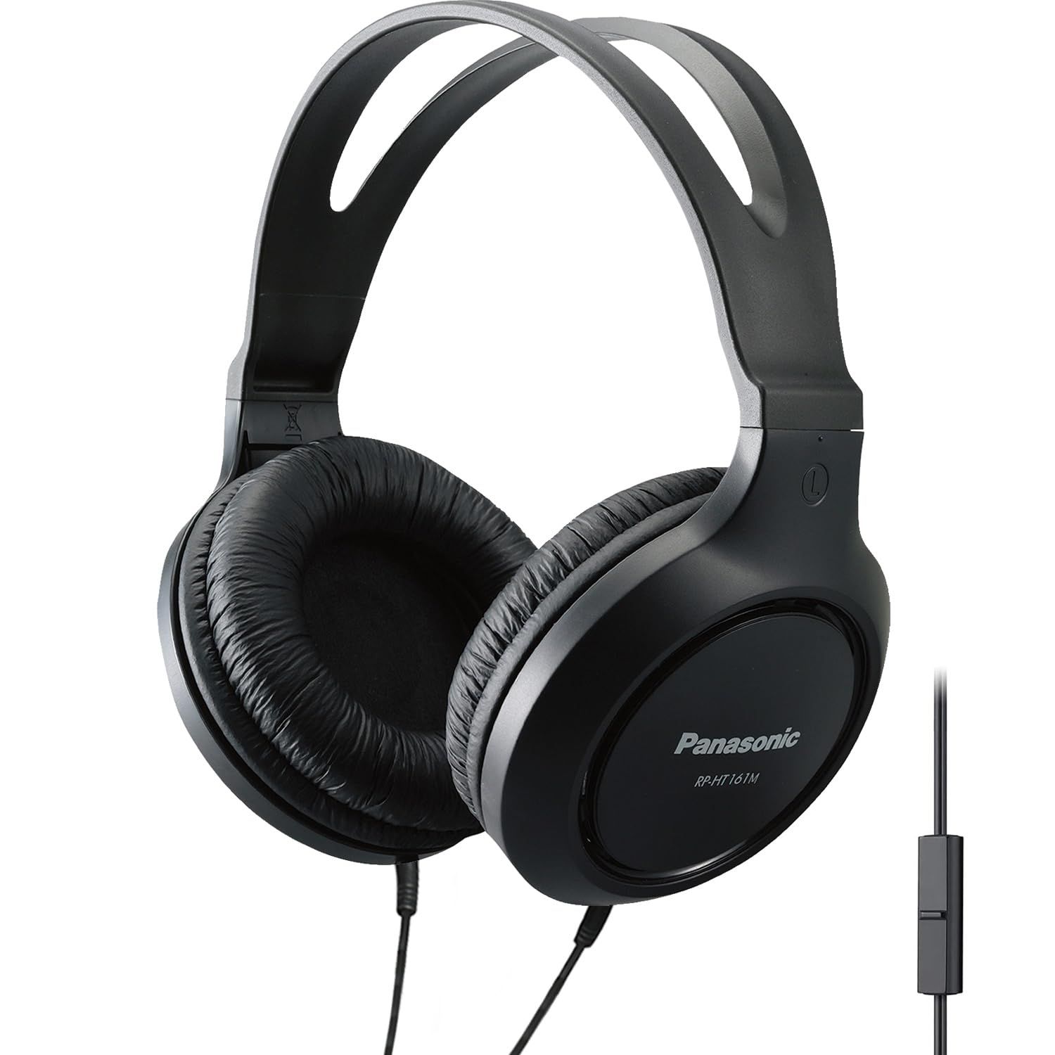 パナソニック 軽量 オーバーイヤー有線ヘッドフォン マイク|サウンド|XBS付き 重低音用 ロングコード 3.5mmジャック 携帯電話|ノートパソコン用 - RP-HT161M ブラック On size fits all オーバーイヤー-マイク付き