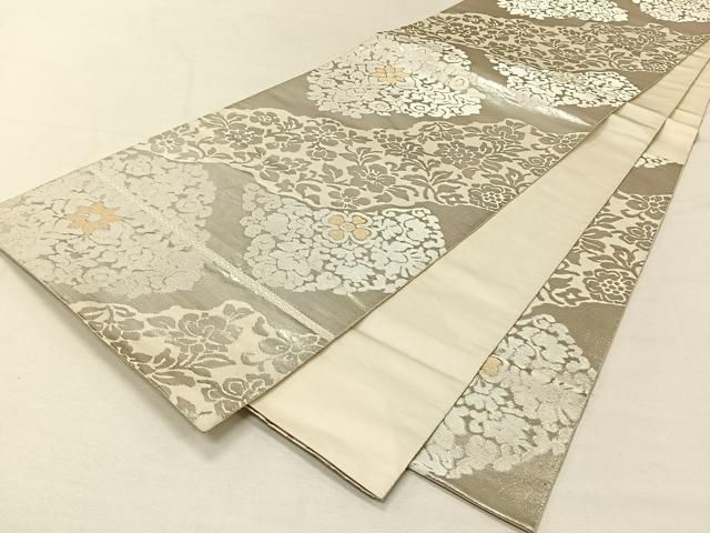 平和屋着物◎西陣 服部織物謹製 六通柄袋帯 こはく錦 道長花文
