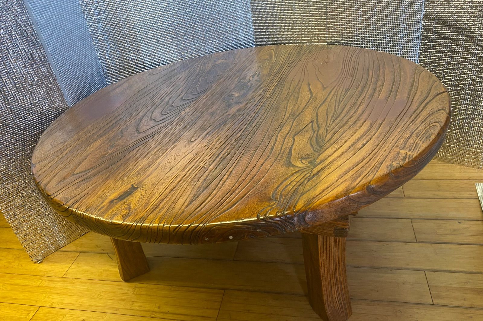 古材木製ちゃぶ台 丸テーブル 折りたたみ 座卓 木製