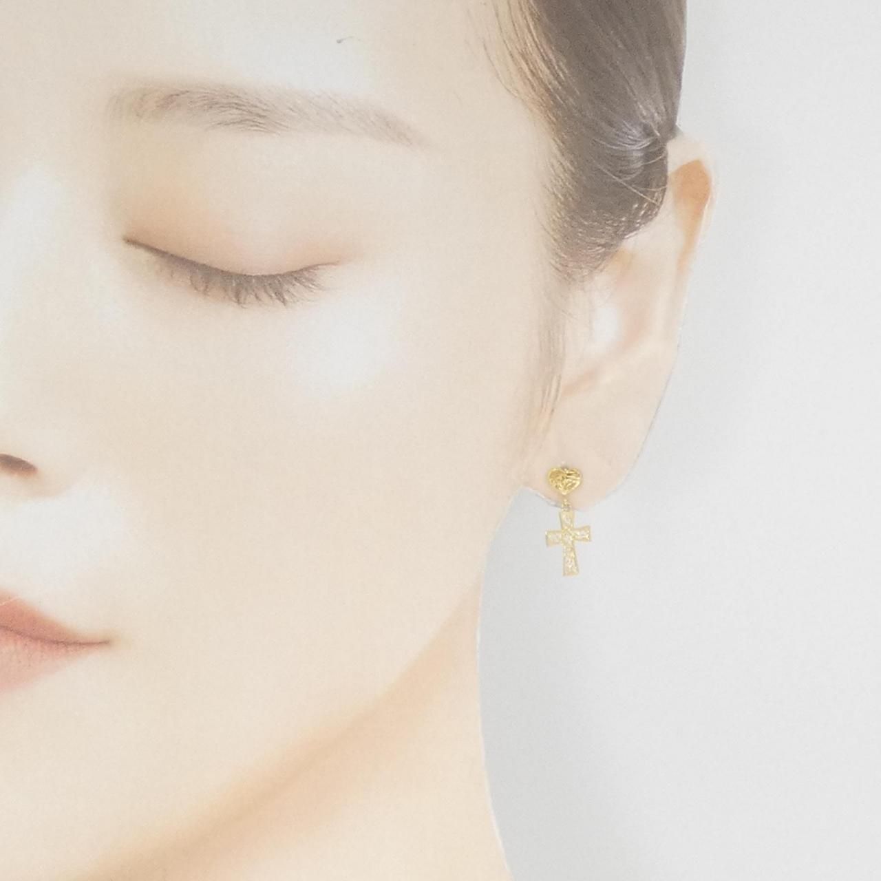 K18YG ハート×クロス ピアス - メルカリ 