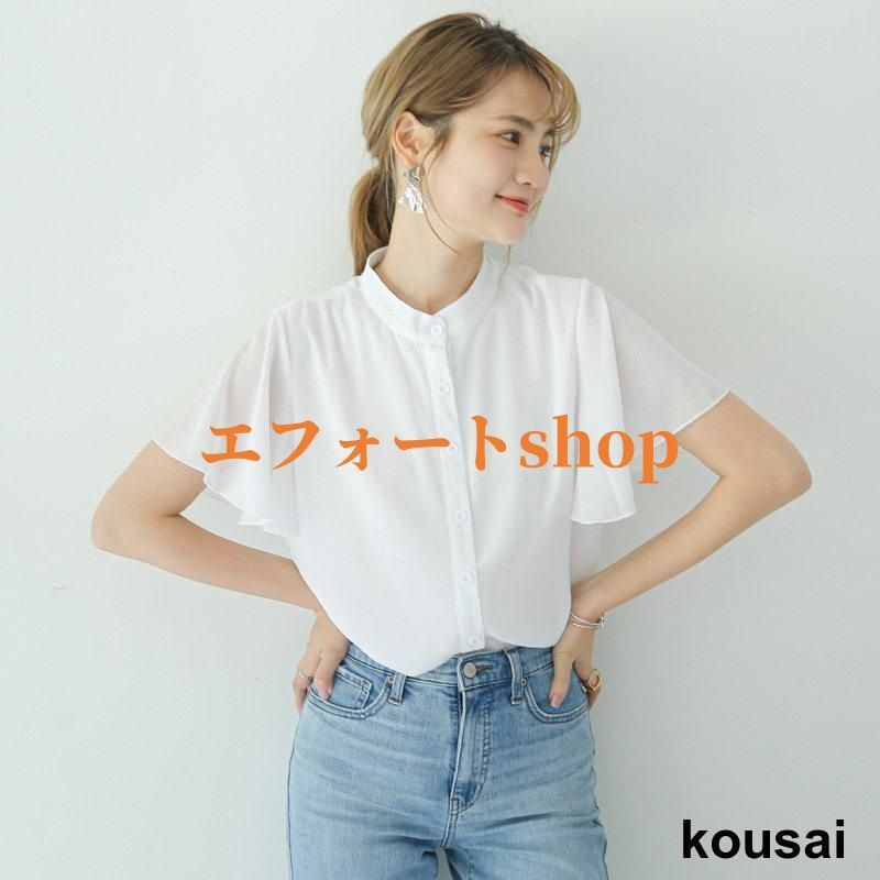 ブラウス 半袖 レディース シフォン シャツブラウス 夏 フレア t