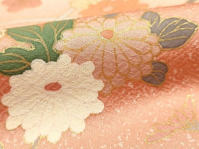 平和屋着物□上質な色無地 風景地紋 芥子色 正絹 逸品 DAAQ9831bc