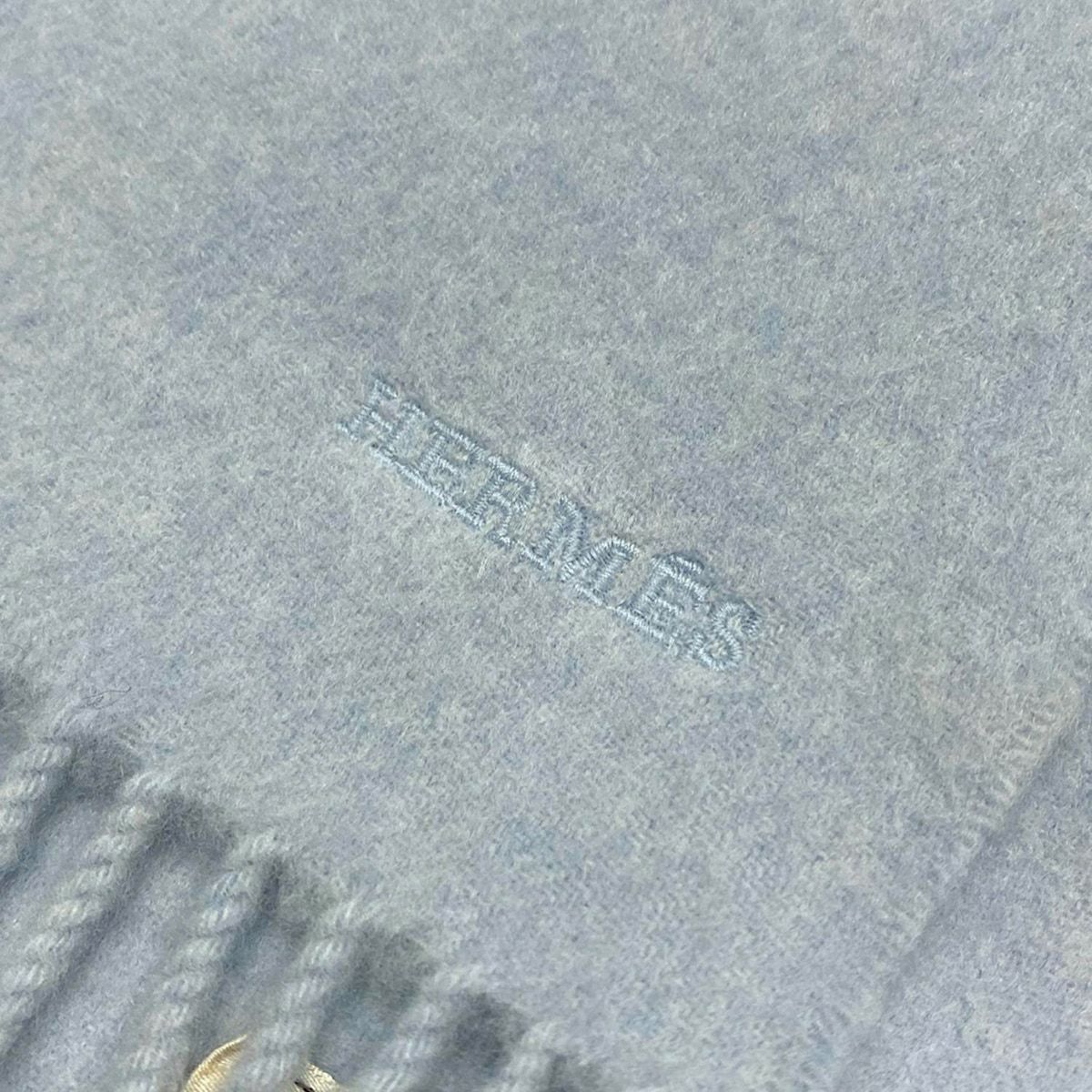 HERMES(エルメス) マフラー - ライトブルー カシミヤ - メルカリ