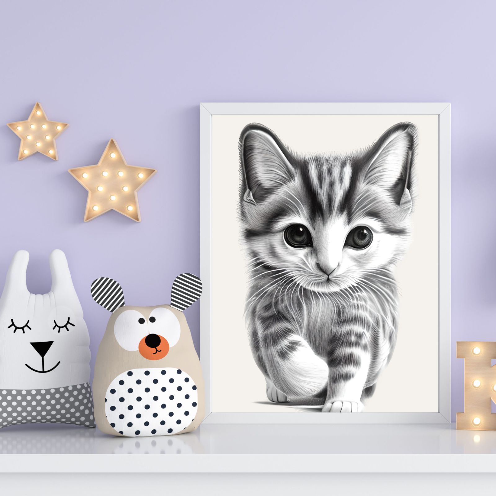 ねこアートポスター 可愛い スケッチ画 モノクロ モノトーン 猫