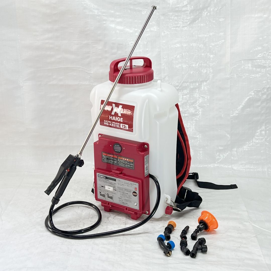 充電式 電動噴霧器 12L 背負い式 バッテリー式 ノズル6種付 HG-KBS12L レッド 280-2