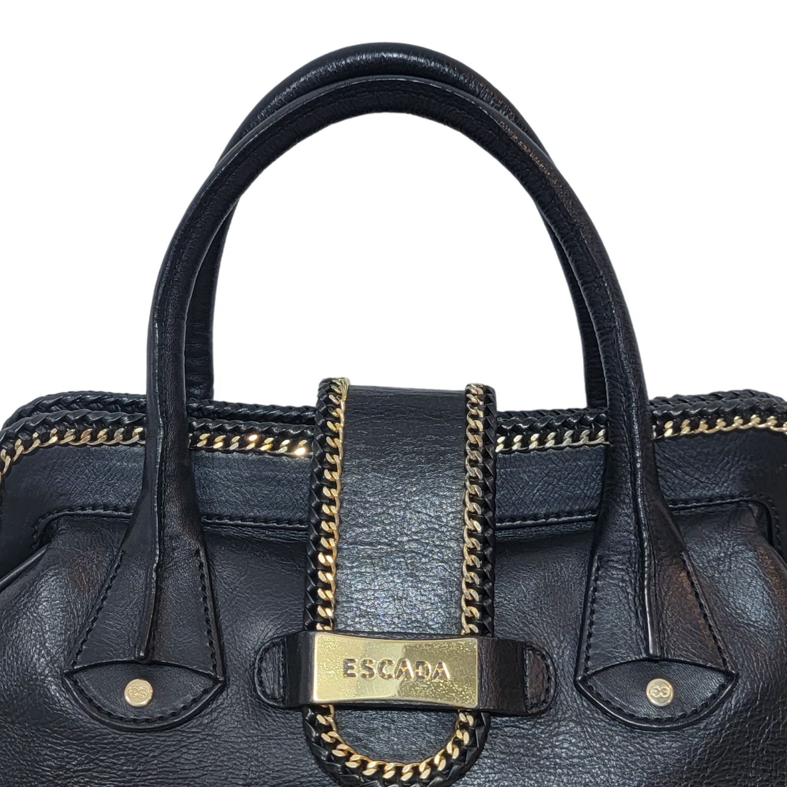 美品】イタリア製 エスカーダ ESCADA 牛革 ハンドバッグ ゴールド金具 