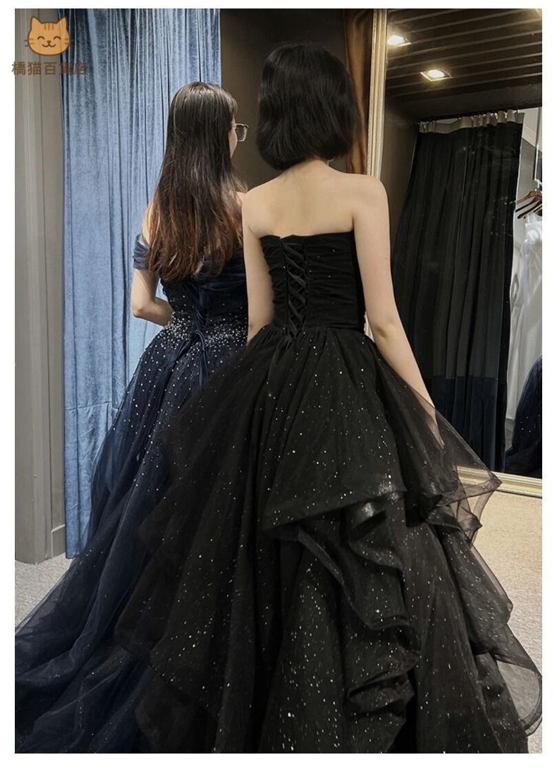 品質!! ウエディングドレス シフォン ブラック 結婚式 パーティー ドレス 新品 未使用 高品質!! ウエディングドレス シフォン ブラック