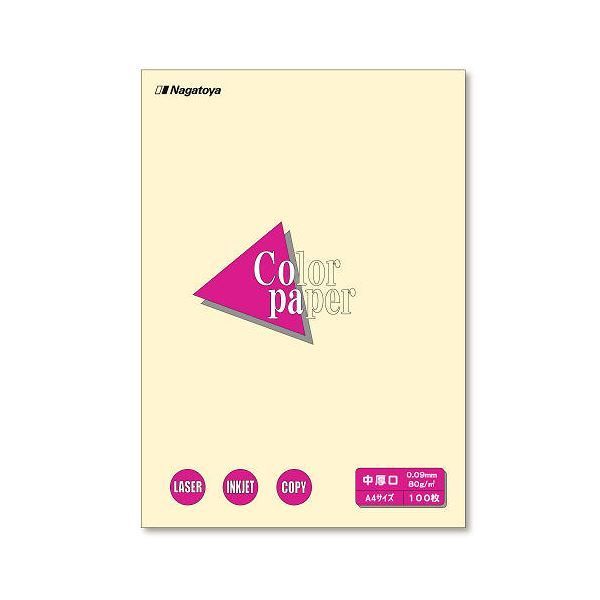 （まとめ） Nagatoya カラーペーパー A4判 中厚口 ナ-3202 レモン 100枚入 