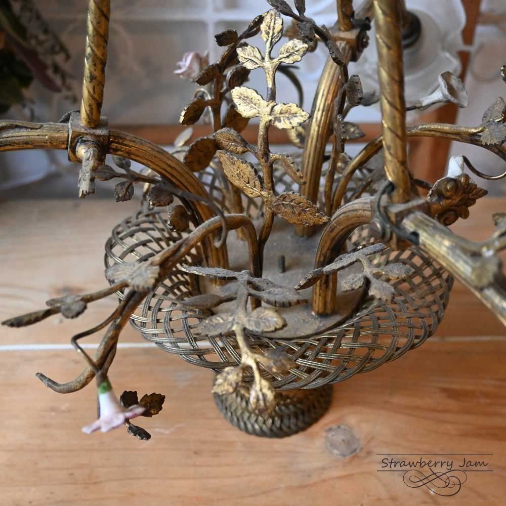 ILA-90 フランスアンティーク シャンデリア 3灯 アンティーク照明 ダイニング照明 フラワー バスケット フランス NEXPOTALLINN_EU