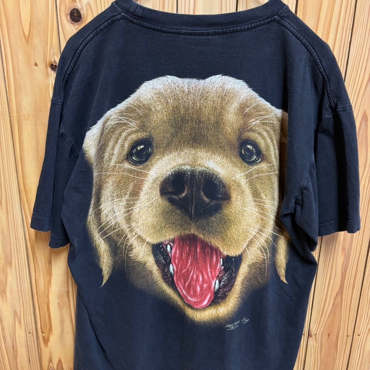 古着 Tシャツ ゴールデンレトリバー 犬 アニマル ドッグ XL ヴィンテージ 古着】ROCK CHANG(ロックチャン)半袖Tシャツ L 黒 USA製 00s