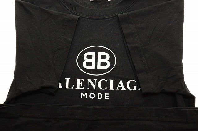 バレンシアガ BALENCIAGA 2018 BBロゴ プリント Tシャツ サイズXS 504156 TYK23 カットソー 半袖 ブラック ☆AA★●250725 レディース バレンシアガ BALENCIAGA 2018 BBロゴ プリント Tシャツ サイズ