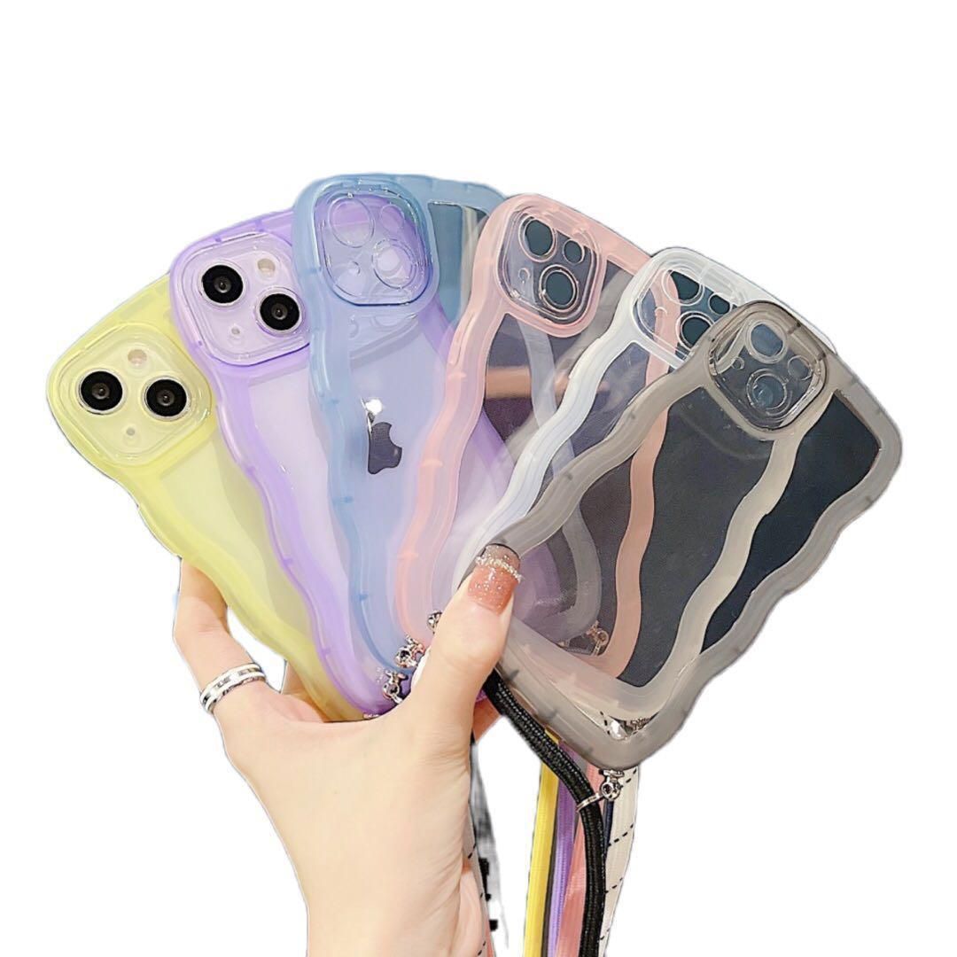 携帯ケース 黒 スマホケース 女の子 iPhoneケース アイフォン ソフトケース 新品 未使用 クリア 人気 ウェーブ フルカバー 薄型  ショルダーおしゃれ 韓国 可愛い 紐つき 便利 安い iPhone14 iPhone15 iPhone16 ブラック - メルカリ, image size:1080x1080