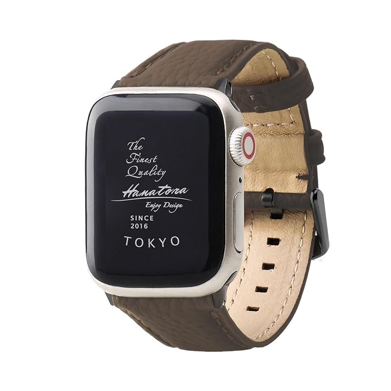 HANATORA アップルウォッチ用バンド AppleWatch互換性 バンド コンパチブル 49mm 45mm 44mm 42mm 本革 シュリンクレザー メンズ レディース トープ ブラック AWBGZ01-L-Taupe-BK プレゼント人気 ギフト