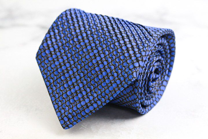 【極美品】 ステファノリッチ ネクタイ プリーツ加工 ドット調 橙色 青色 極美品】 ステファノリッチ ネクタイ プリーツ加工 ドット調