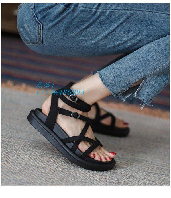 ストラップサンダル ぺたんこ