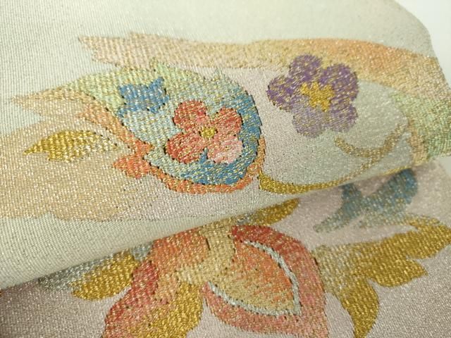 平和屋着物●西陣　川島織物　本金　爪掻き本綴れ　八寸名古屋帯　更紗花文　金銀糸　正絹　逸品　DAAX4792ps 平和屋着物○西陣 川島織物 本金 爪掻き本綴れ 八寸名古屋帯 更紗花文