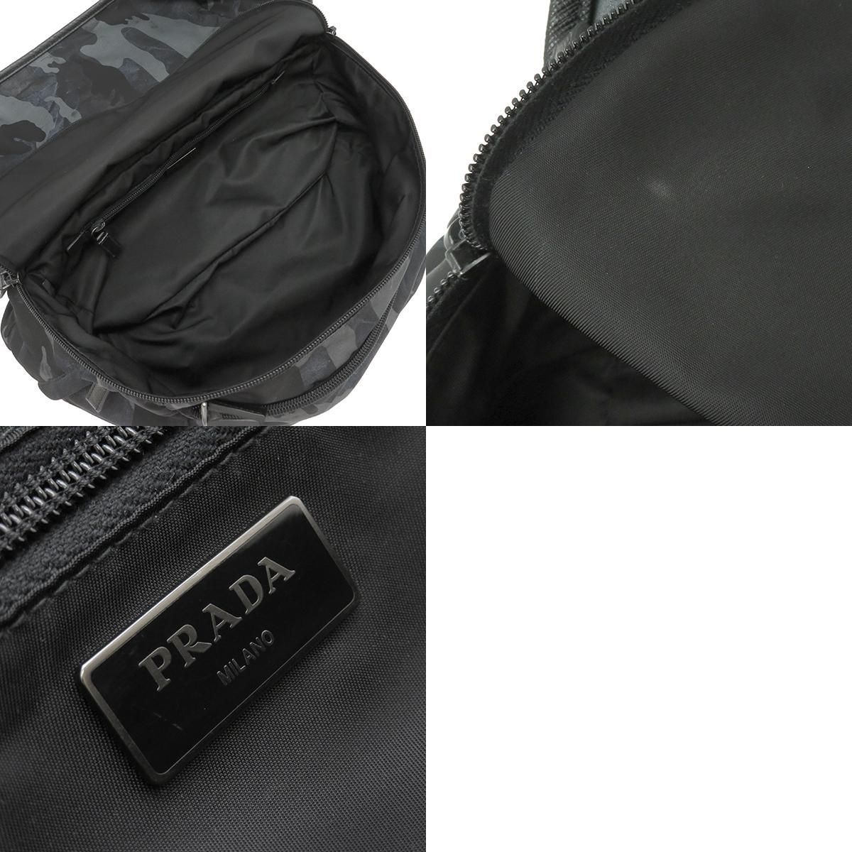【美品】プラダ メッセンジャーバッグ レザー×ナイロン 迷彩 黒系 VA0994 PRADA プラダ VA0994 ボディバッグ メッセンジャーバッグ ショルダー